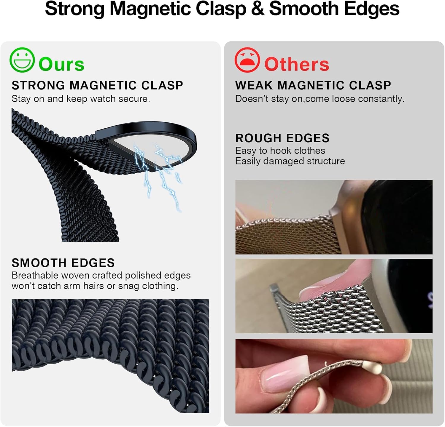 Mesh Metal Loop Compatible with Apple Watch Band 40Mm 41Mm 38Mm 44Mm 45Mm 49Mm Series Ultra SE 9 8 7 6 5 4 3 2 1 Women Men, Stainless Steel Strap with Magnetic Clasp for Iwatch Bands