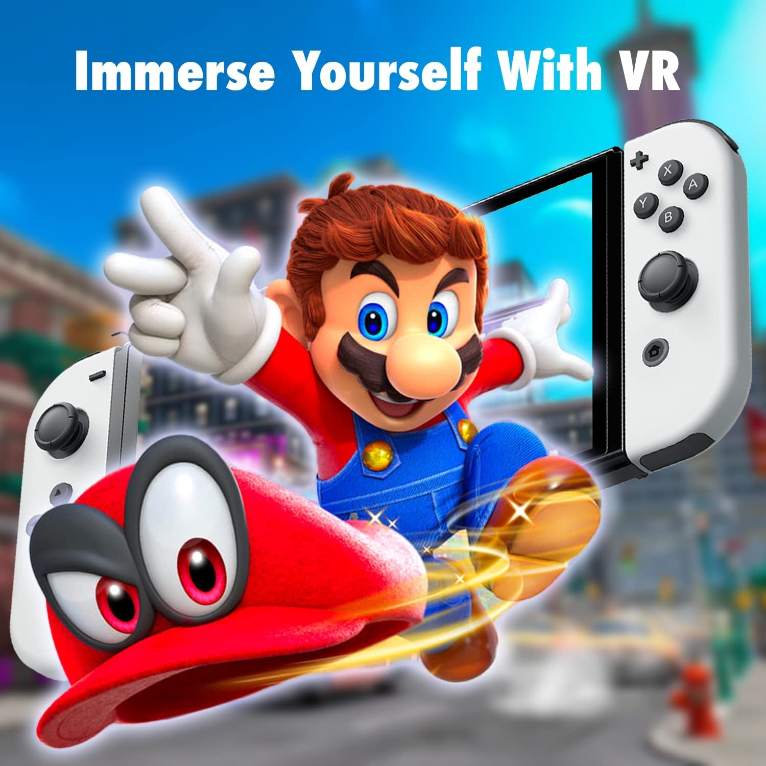 VR Headset Designed for Nintendo Switch & Switch OLED Console with Adjustable Lens for a Virtual Reality Gaming Experience and for Labo VR - Black - Gift Boxed Edition