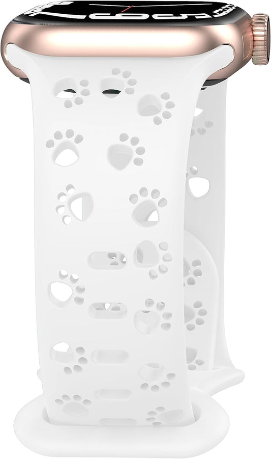 Dog Paw Watch Band Compatible with Apple Watch Band 38Mm 40Mm 44Mm 42Mm 45Mm 41Mm 49Mm for Women, Slim Lace Silicone Hollow Out Wristbands for Iwatch Series 9/8/7/6/5/4/3/2/1/SE