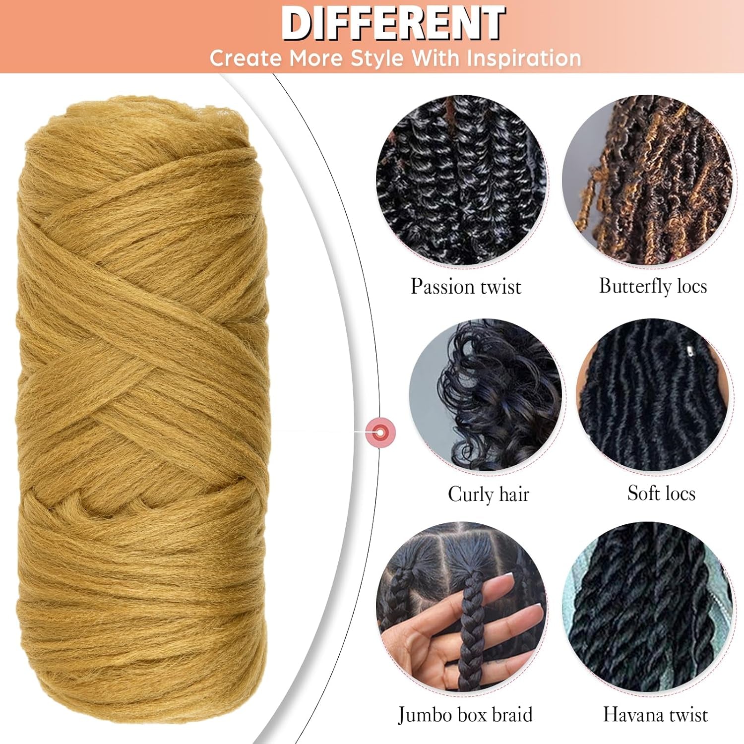 4 Pcs Blonde Brazilian Wool Hair for Braids Acrylic Hand Knitting Yarn for Hair Braiding Hair Extension Crochet Braid Senegalese Twisting Jumbo Braids Faux Locs Crochet Hair Extension(#27)