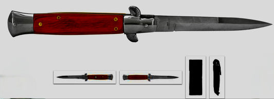 5” Stainless Steel Automatic Switchblade Folding Pocket Knife – Wooden Handle, Belt Clip & Safety Lock (Wholesale Only – MOQ 15)