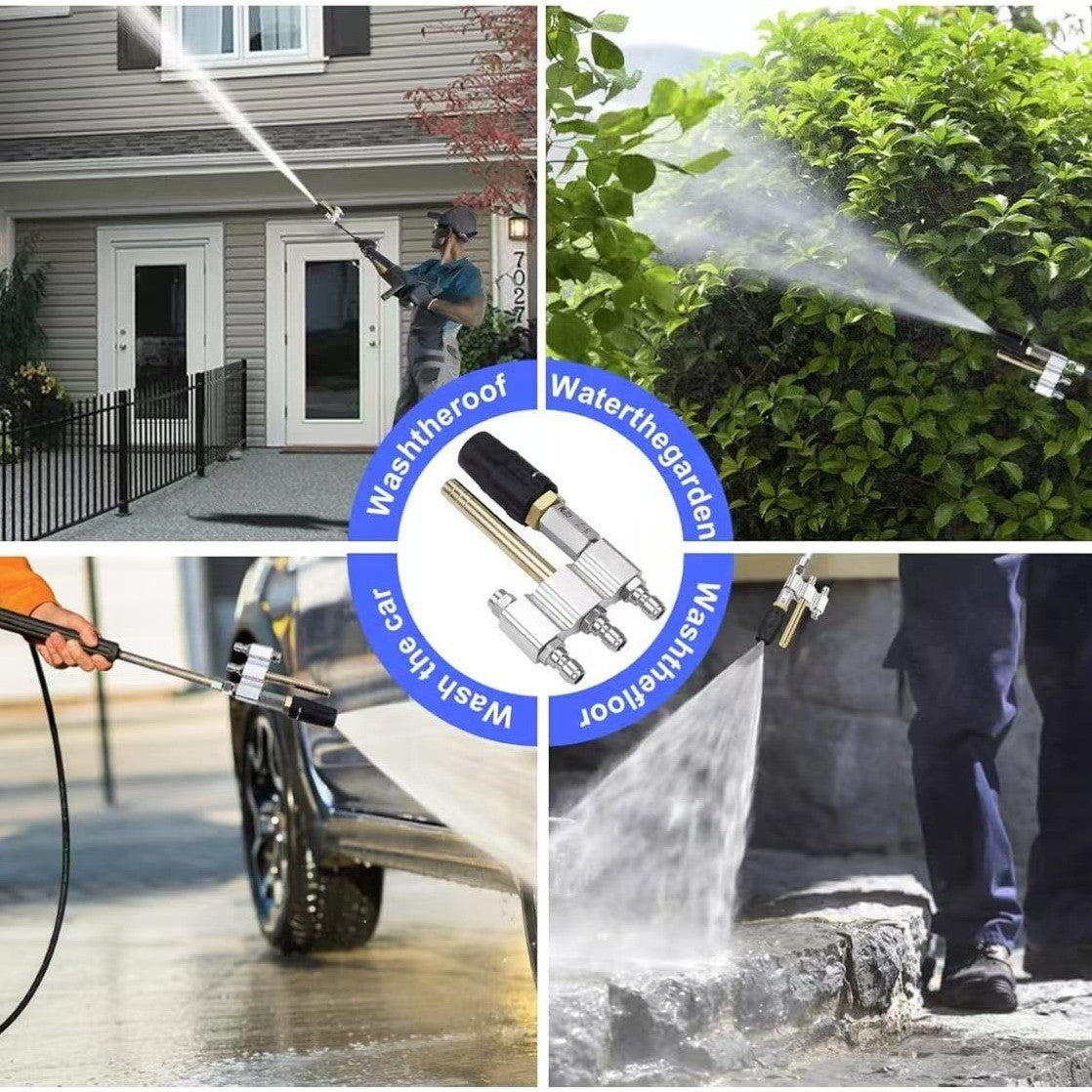 M5 Twist Nozzle, 1000-6000Psi 3-7GPM 3 in 1 High Pressure Long Reach Soap Nozzle, Adjustable Spray Angle, Stainless Steel, Quick Connection for Pressure Washer, Blastaway