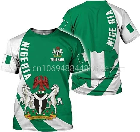 2024 Custom Name Nigeria Flag Emblem 3D T-Shirts Clothes for Men Women Tees Jersey Soccer Football Fans Gift T Shirt