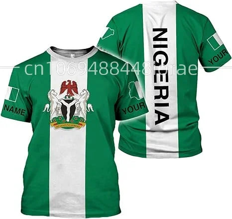 2024 Custom Name Nigeria Flag Emblem 3D T-Shirts Clothes for Men Women Tees Jersey Soccer Football Fans Gift T Shirt