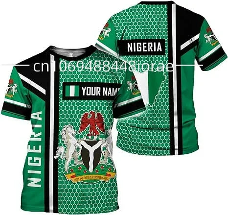 2024 Custom Name Nigeria Flag Emblem 3D T-Shirts Clothes for Men Women Tees Jersey Soccer Football Fans Gift T Shirt