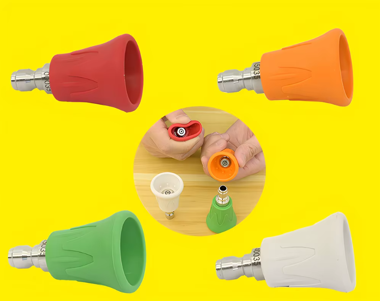 Pressure Washer Water Gun Nozzle Guard Power Washer Nozzle Tips Splash Proof Wind Proof Stainless Steel Nozzle 1/4" Quick Connect