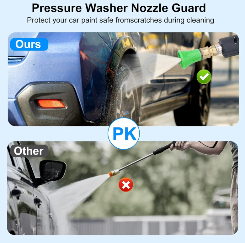 Pressure Washer Water Gun Nozzle Guard Power Washer Nozzle Tips Splash Proof Wind Proof Stainless Steel Nozzle 1/4" Quick Connect