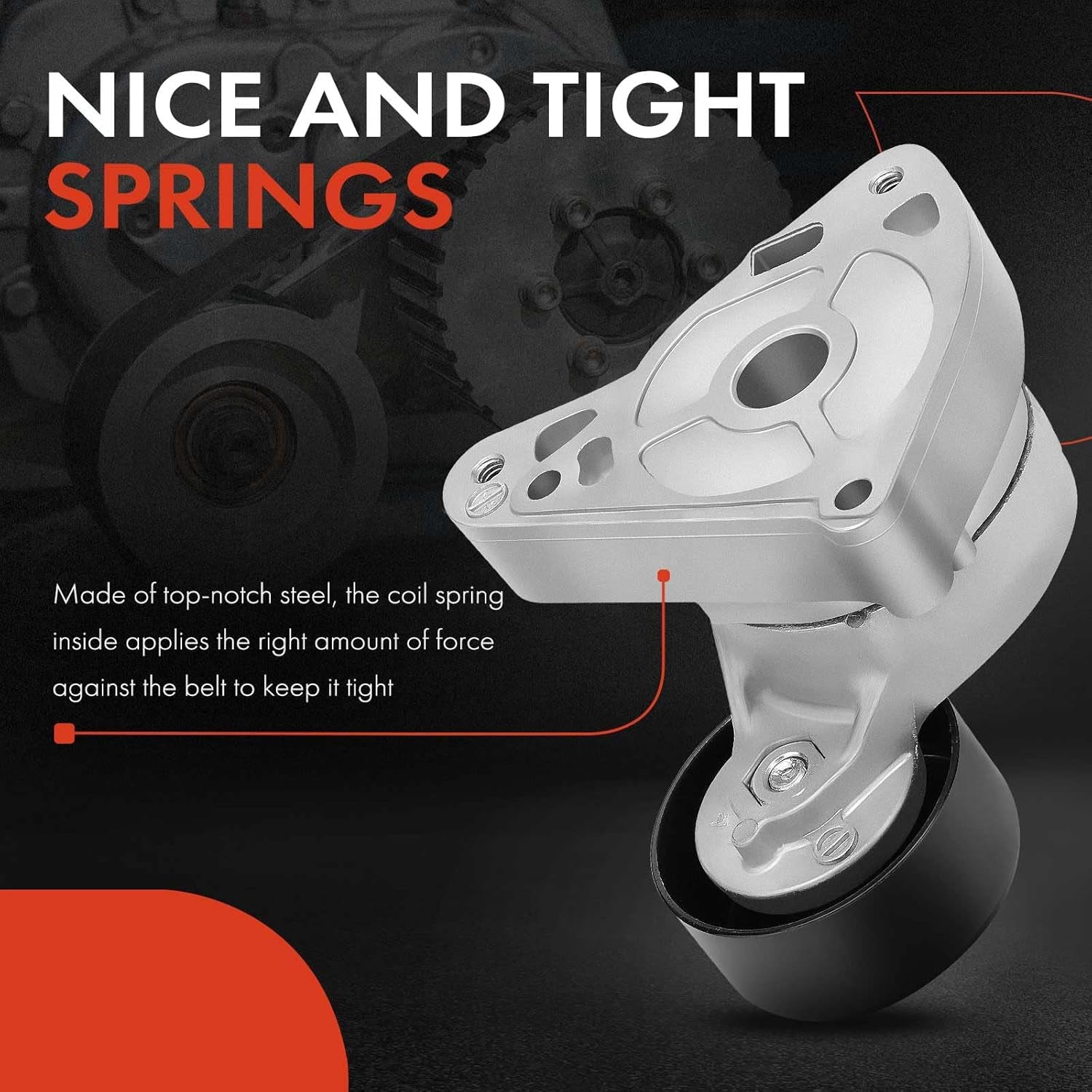 Belt Tensioner Assembly with Pulley Compatible with Honda Accord 2003-2007, Civic 2006-2015, CR-V, Element & Acura TSX, CSX, RDX, ILX, Replace# 31170RAAA01, 31170PNA023