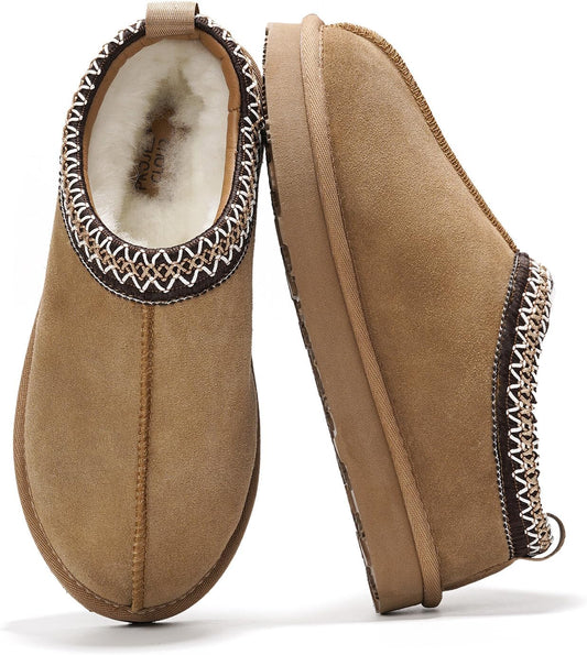 Slippers for Women Genuine Australian Sheepskin & Real Shearling Fur Women'S Slippers - Memory Foam Womens Slippers - Fuzzy Slippers Gifts for Women Footwear (Nerita, Chstnt, 6)