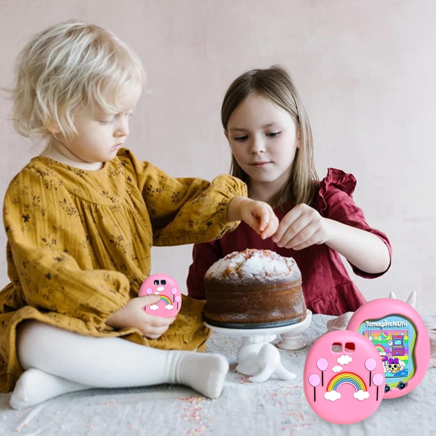 Silicone Shell Cover Compatible with Tamagotchi Uni, Silicone Protective Sleeve Case for Tamagotchi Uni Protector Skin with Lanyard (Pink) ZOUSA