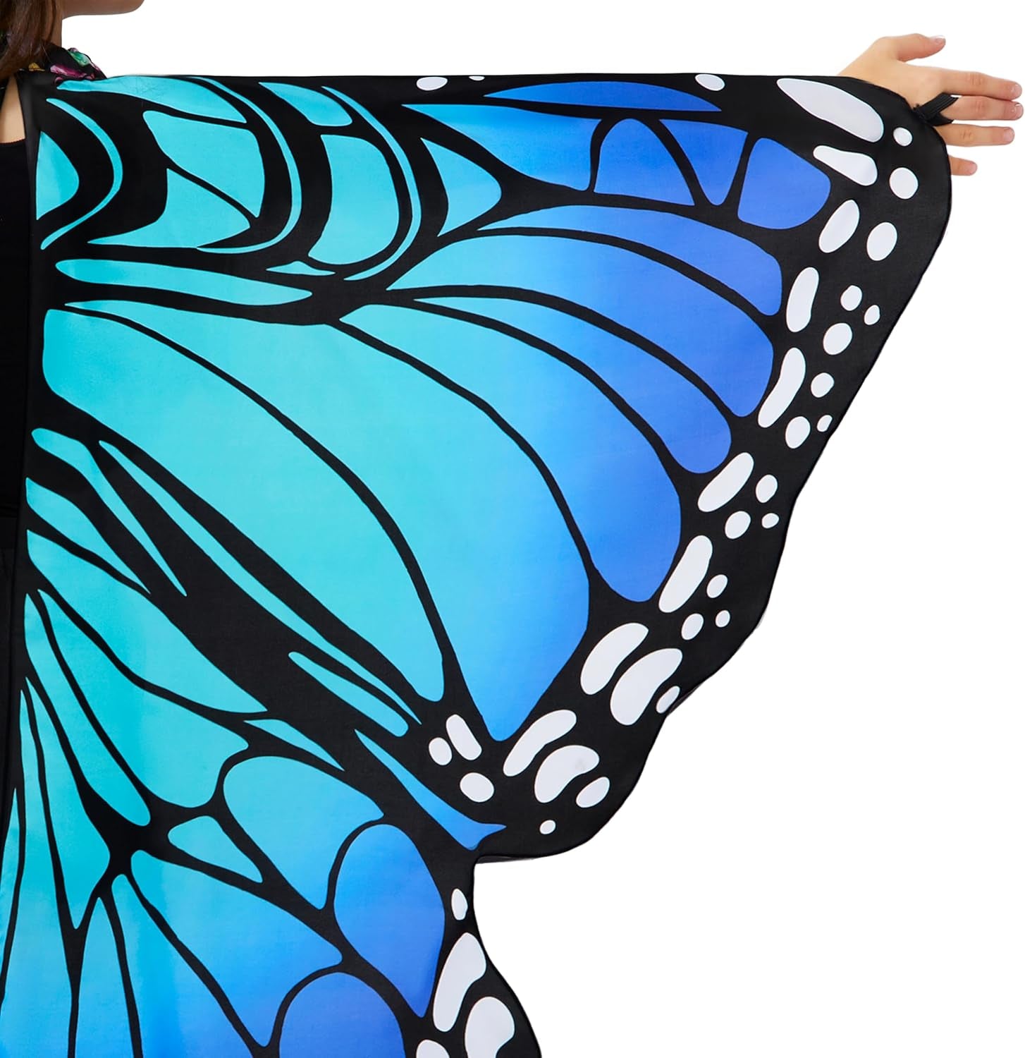 Blue Butterfly Wing Kids, Halloween Butterfly Costume for Girls with Lace Mask and Bug Headband for Halloween Costume Party