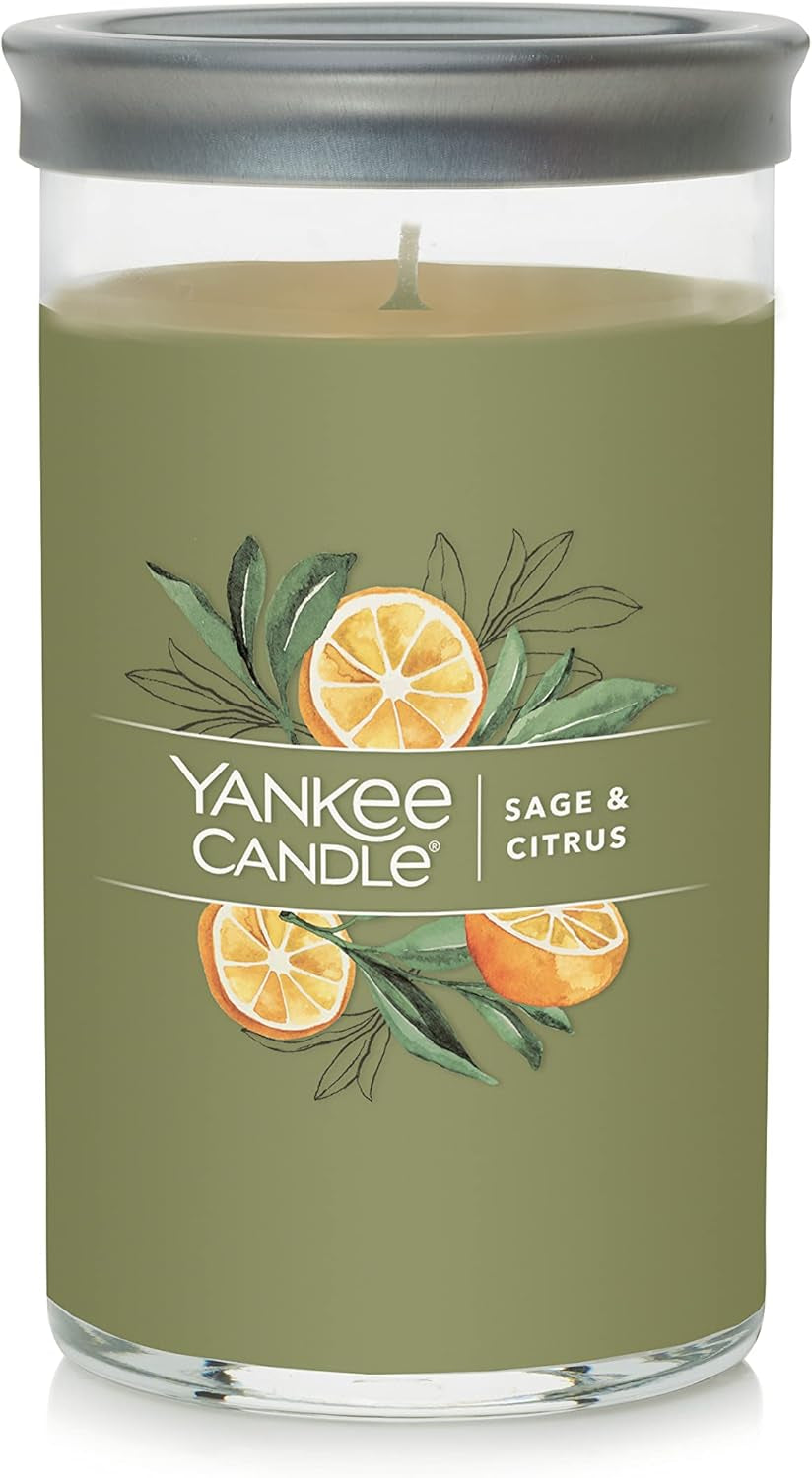 Sage & Citrus Scented, Classic 22Oz Large Jar Single Wick Candle, over 110 Hours of Burn Time, Ideal for Home Decor and Gifts