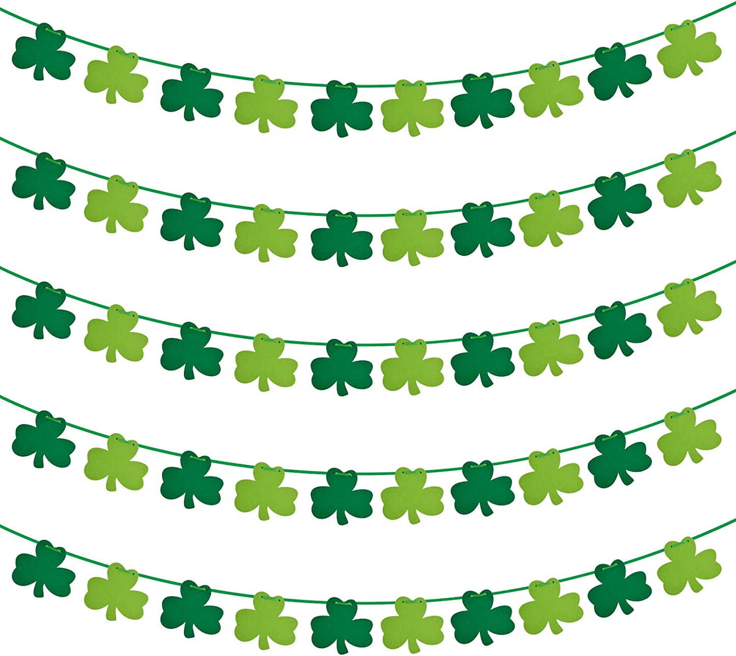 St Patricks Day Decorations 5 Pack Shamrock Clover Felt Banner Garland for St Patricks Day Decor Dark Green Light Green for Party Home Store