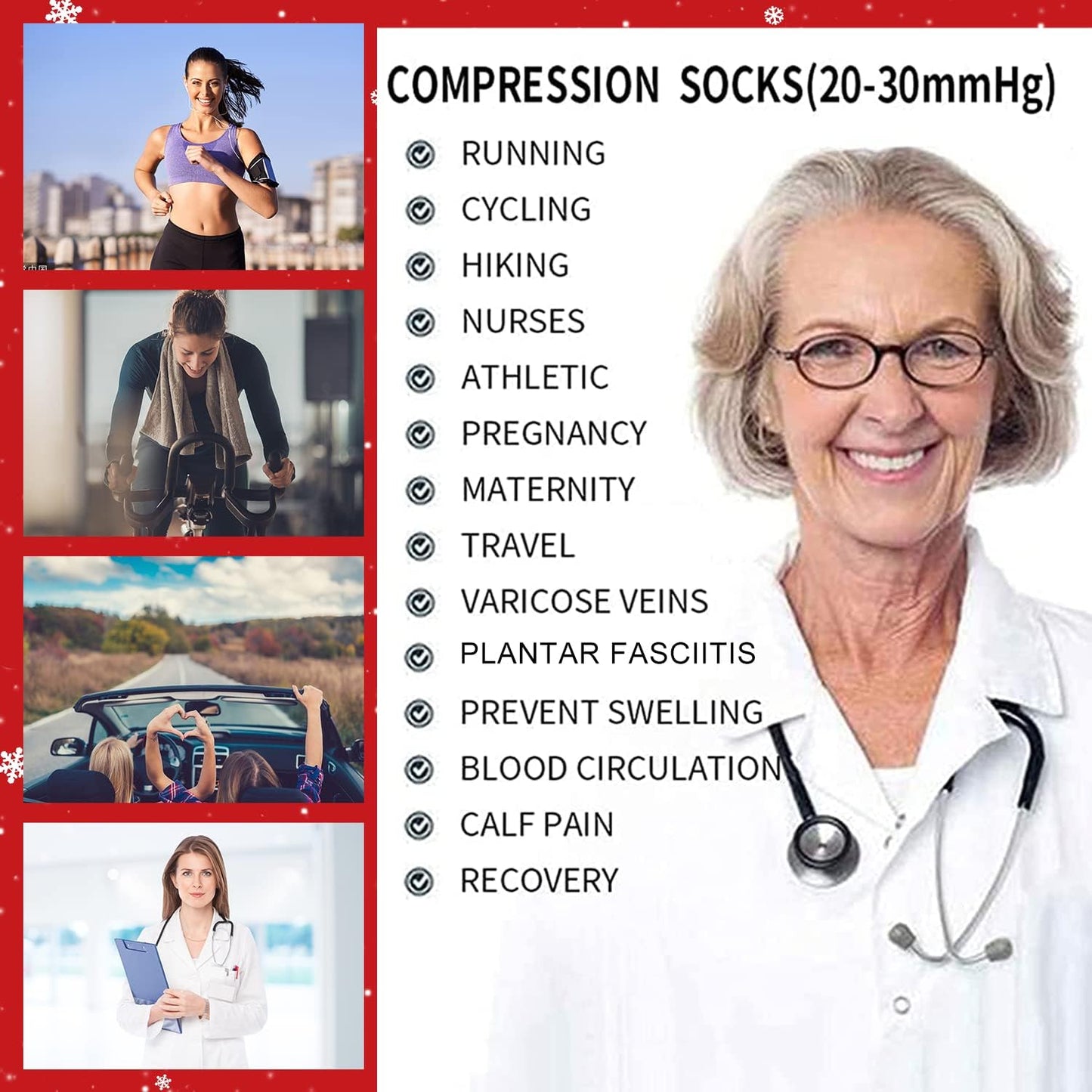 Junely Compression Socks for Women Knee High Festival Socks for Running Work Support Nurses Pregnancy Travel