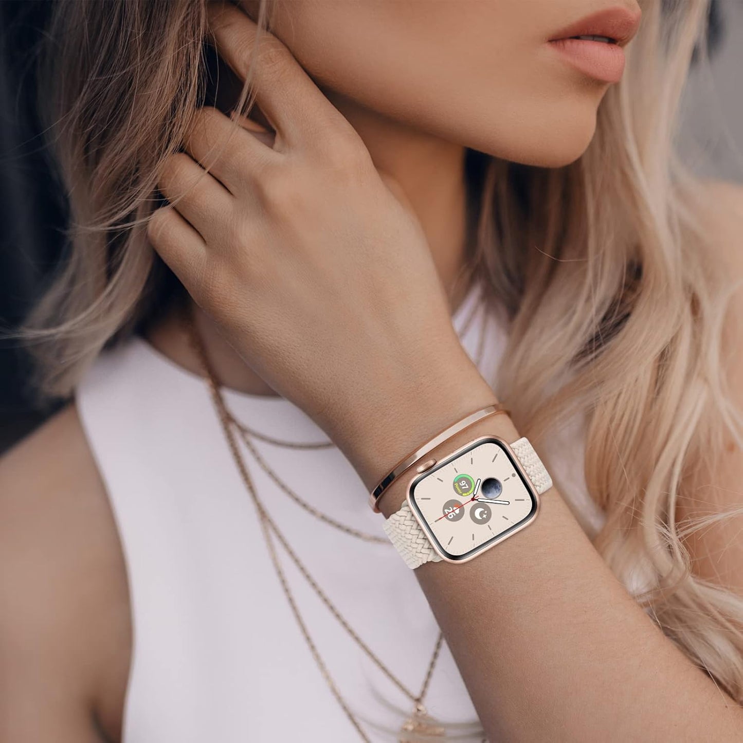 Stretchy Braided Solo Loop Compatible with Apple Watch Bands 38Mm 40Mm 41Mm 42Mm 44Mm 45Mm for Women Men Adjustable Straps Elastic Sport Wristbands for Iwatch Series 8 7 6 SE 5 4 3 2 1 Ultra