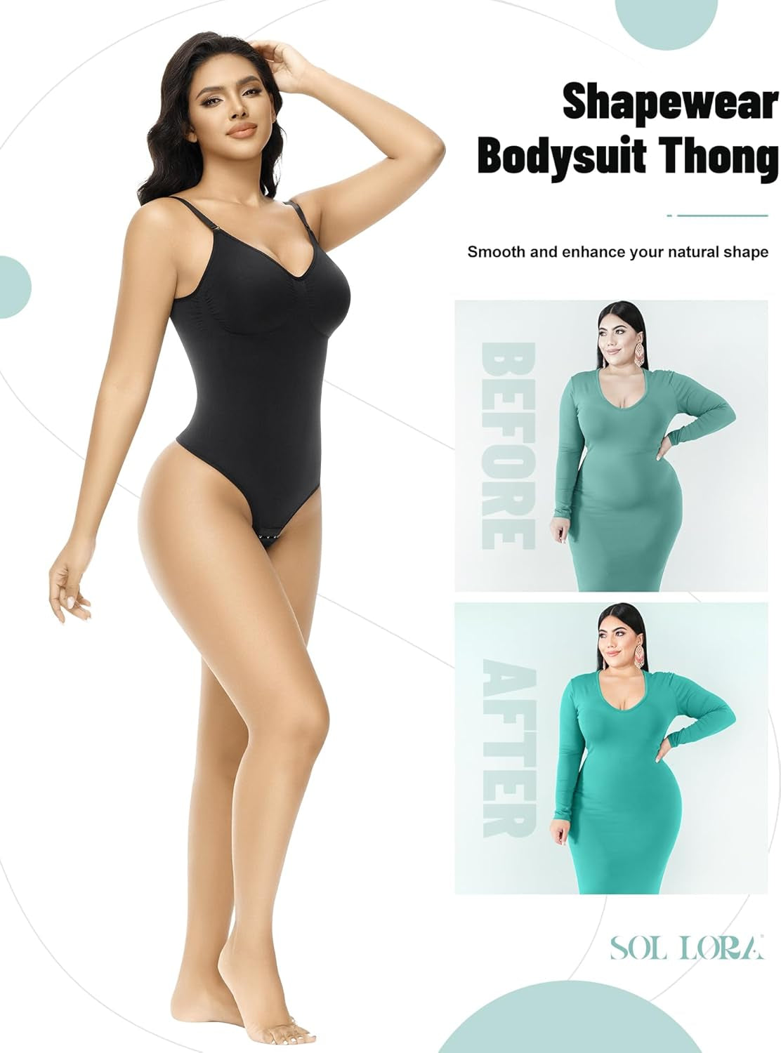 Shapewear Tummy Control Bodysuit for Women Seamless Body Shaper Sculpting Snatched Waist Trainer Thong Body Suit