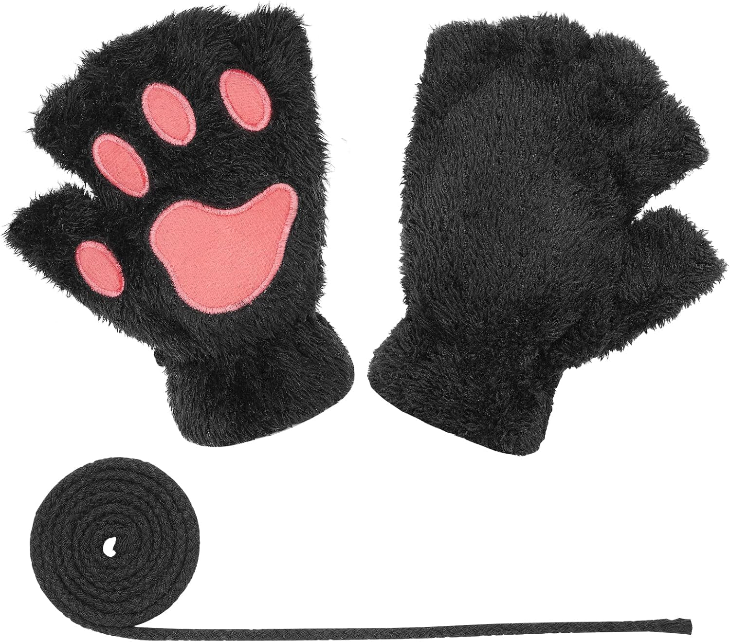 Cat Claw Bear Paw Fingerless Winter Plush Gloves 1*Pair