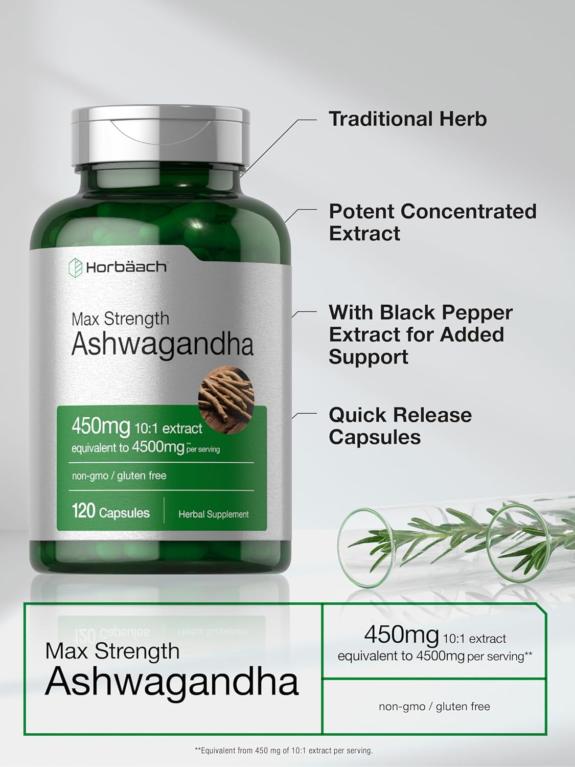 Ashwagandha Supplement | Max Strength | 120 Capsules | Non-Gmo, Gluten Free TLBH