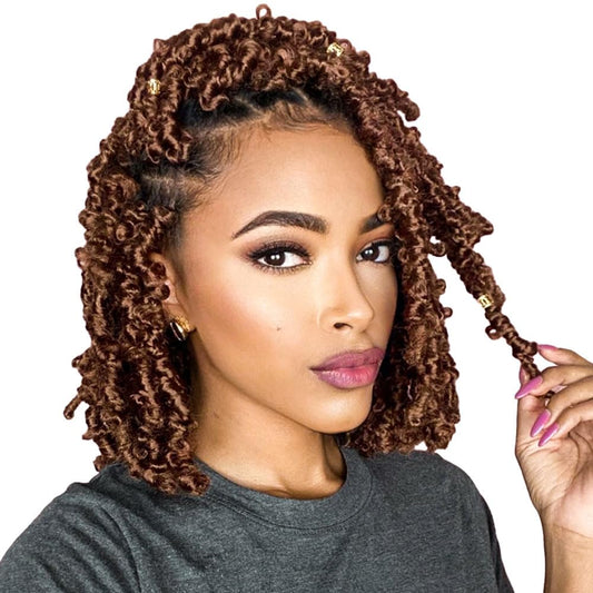 6 Packs Butterfly Locs Crochet Hair 12 Inch Pre Looped Distressed Locs Crochet Braids (30#)
