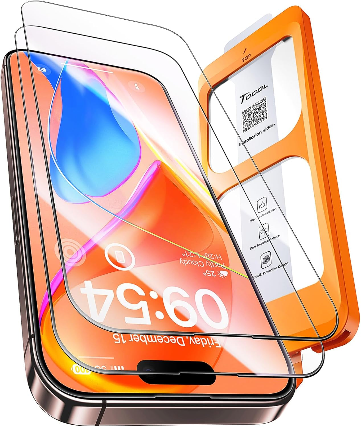 for Iphone 13/Iphone 16E (2025 Edition) Screen Protector 6.1-Inch [Instant Installation], 14FT Military Grade Shatterproof, 9H+ Hardness HD Coverage No Bubbles No Dust 2 Pack