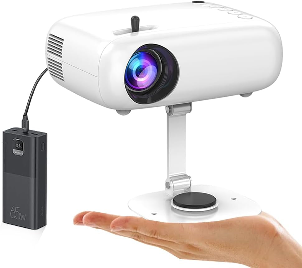 Mini Projector,  HD Projector Powerbanks Powered , 10000 Lumens Portable Projector with Tripod for Outdoor Travel Theater,Compatible with Android/Ios/Windows/Tv Stick/Hdmi/Usb