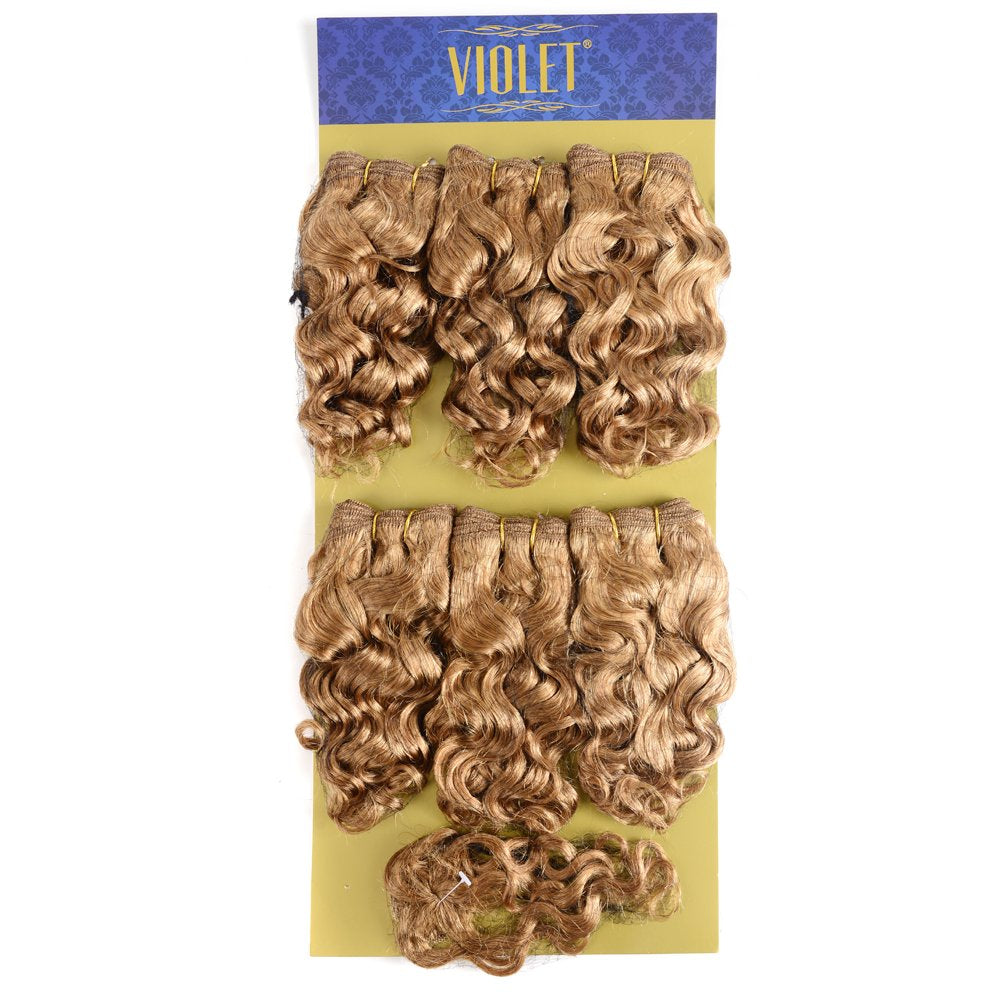 Natural Brazilian Dark Blonde Human Hair Extensions Short Curly Hair Bundles 27# Golden Virgin Human Hair Bundles Deep Curly Weave