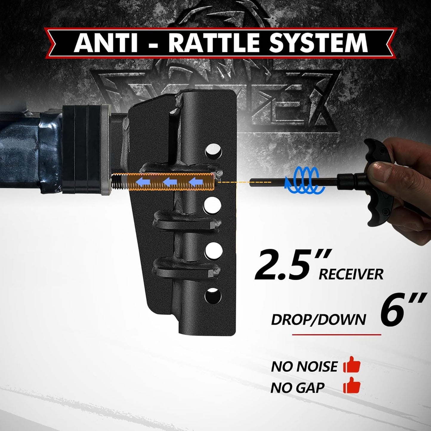 Adjustable Trailer Hitch Fits 2.5-Inch Receiver,6-Inch Drop/Rise,2"&2-5/16" Ball Hitches with 28,000 LBS GTW for Heavy Duty Truck,Solid Ball Mount,Blk,652506-1 TRUCK DRIVER