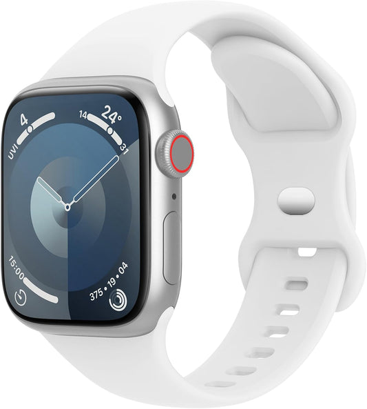 Sport Bands Compatible with Apple Watch Band 40Mm,41Mm 38Mm 42Mm 44Mm 45Mm 49Mm Women Men,Soft Silicone Strap for Iwatch Series Ultra 9 8 7 6 5 4 3 2 1 SE White
