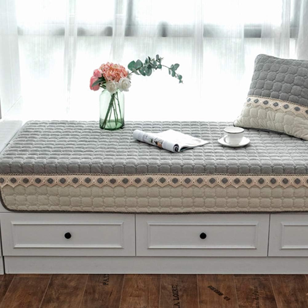 Bay Window Cushion Seat Indoor, Farmhouse Window Seat Cushions Indoor for Bedroom, Non Slip Pads/Bay Window Sill Bench Cushions, 27.55 X 59.05 Inches, Gray