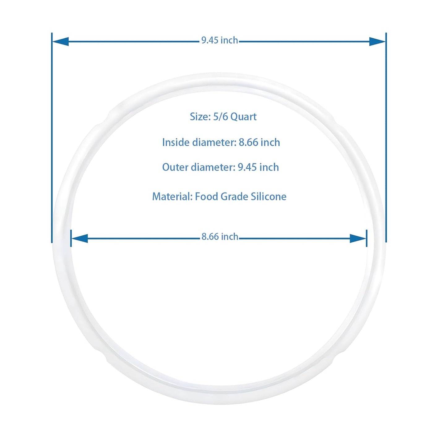 2 Pack Sealing Ring 6Qt for Instant Pot Sealing Ring for 6 & 5Qt Insta Pot, Food-Grade Silicone Seal Rings Replacement for Instant Pot 6 Quart, Gasket for Instantpot Sealing Ring 6 Qt Clear, Blue