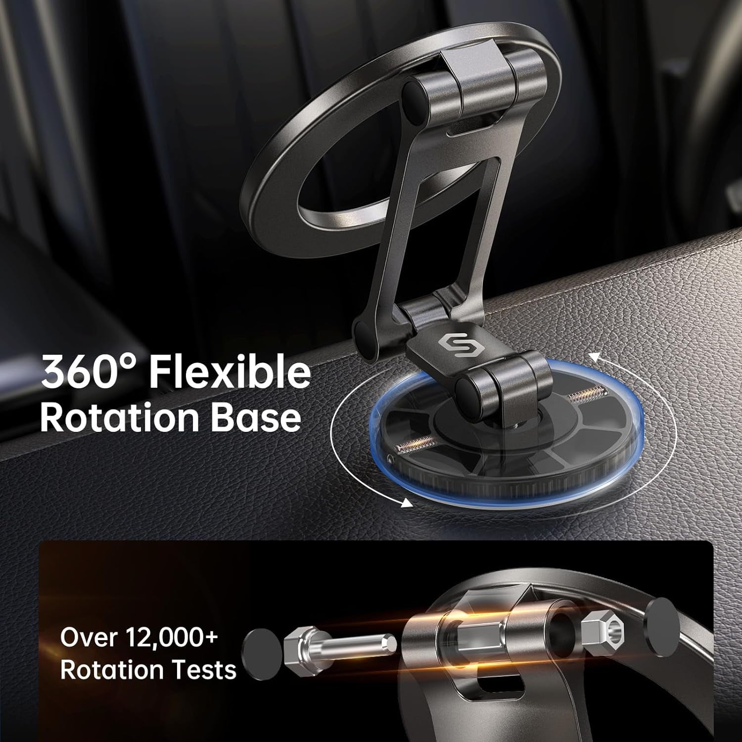 Fits Magsafe Car Mount for Car Dash&Tesla Screen[All-Metal] Magnetic Phone Holder, [Flexible Three-Axis]360° Rotation Car Mount Strong Magnets Car Phone Holder for Iphone 16 15 14 13 Pro Max