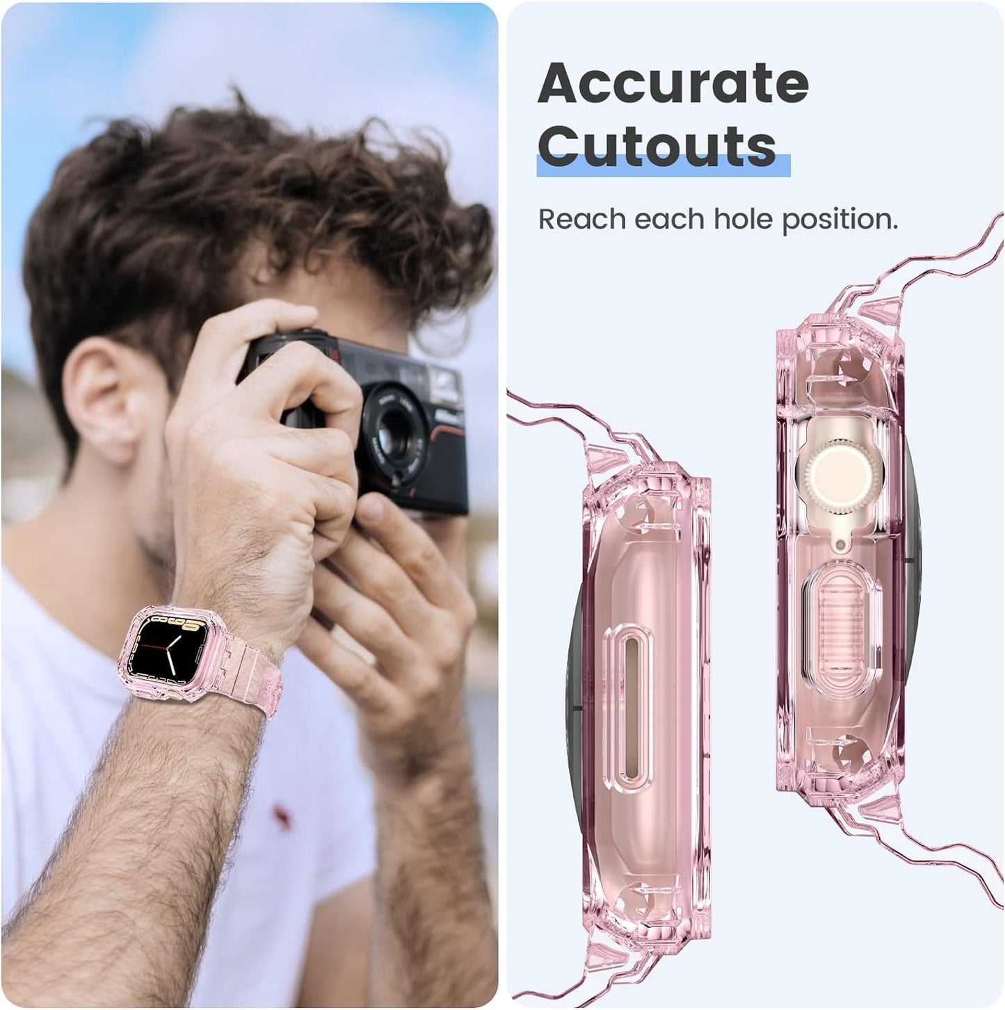 for Apple Watch Band 38Mm 40Mm 41Mm 42Mm 44Mm 45Mm 49Mm for Women Men, Cute Soft Sport Strap with Bumper Case, Cool Wristband Accessories for Iwatch Ultra SE2 Series 9 8 7 SE 6 5 4 3 2 1