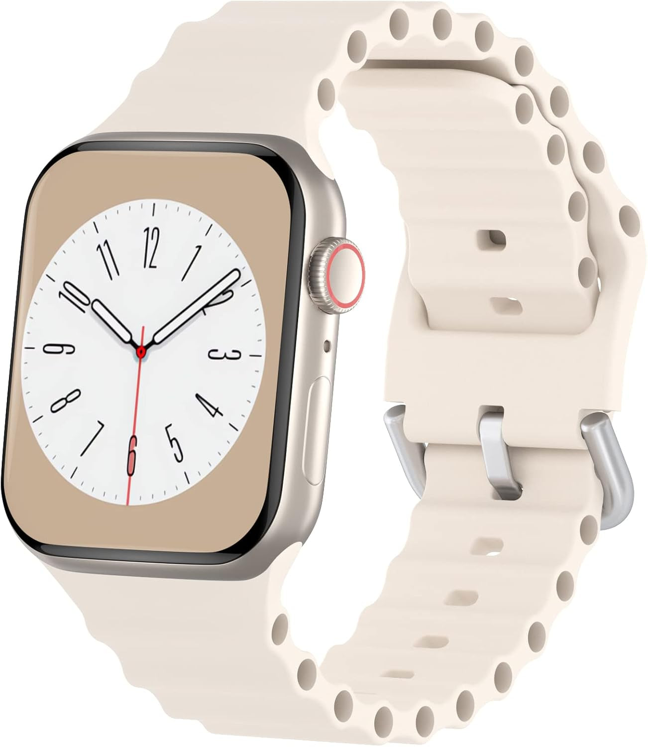 Ocean Sport Silicone Bands Compatible with Apple Watch Band 49Mm 45Mm 44Mm 42Mm 41Mm 40Mm 38Mm, Soft Breathable Classic Clasp Wrist Strap for Iwatch Ultra Series 8/SE/7/6/5/4/3/2/1 Men Women