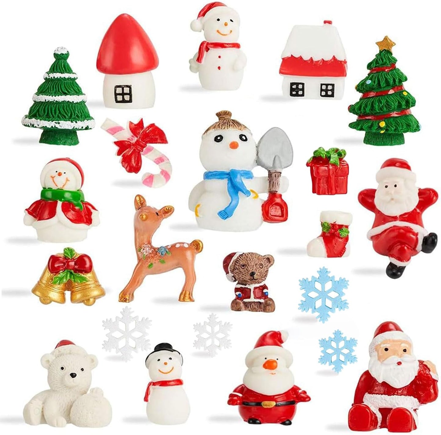 38PCS Christmas Miniature Figurines Ornament Kit Santa Claus Tree Resin Decoration for Fairy Garden Doll House Home Decor