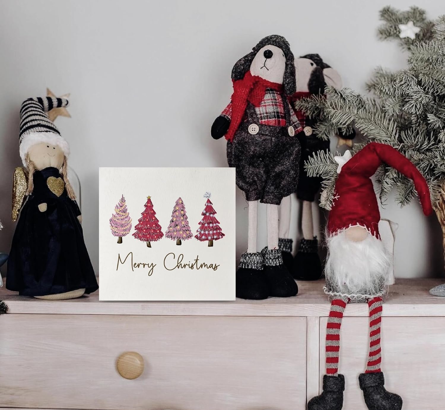 Pink Christmas Sign,Pink Christmas Decorations,Christmas Tree Merry Christmas Sign,Christmas Sign Wood Plaque,Merry Christmas Sign for Table,Christmas Signs for Home Decor