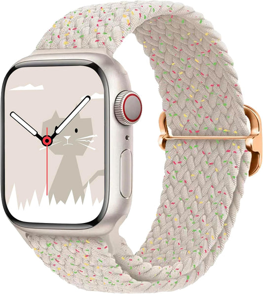 Stretchy Braided Solo Loop Compatible with Apple Watch Band 38Mm 40Mm 41Mm 42Mm 44Mm 45Mm 49Mm for Women Men, Adjustable Straps Elastic Sport Wristbands for Iwatch Series 9 8 7 6 5 4 3 2 1 Ultra SE