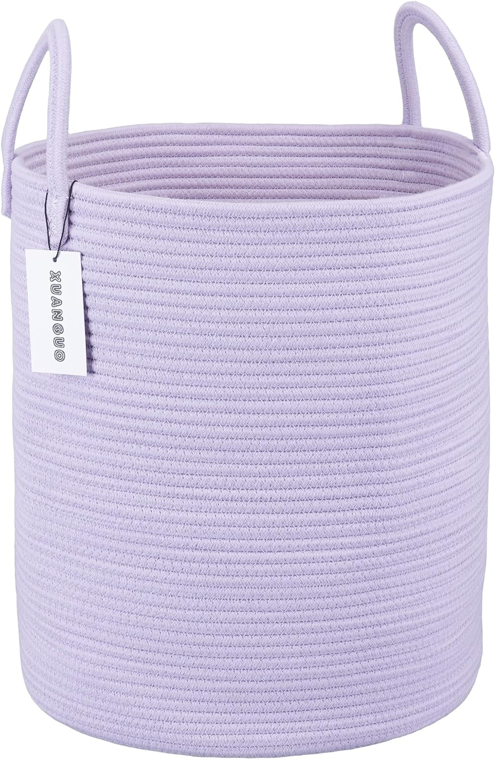 Rope Laundry Basket Hamper for Clothes Woven Storage Basket for Living Room Bedroom Boho Tall Rope Baskets for Blanket Toys Pillow Towels Baby Nursery Hamper Bin Large Purple or Lavender