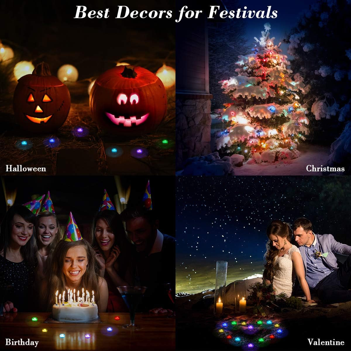 Mini Submersible Led Lights with Remote, Small Underwater Tea Lights Candles Waterproof 1.5" RGB Multicolor Flameless Accent Lights Battery Operated Vase Pool Pond Lantern Decoration Lighting (10Pcs)