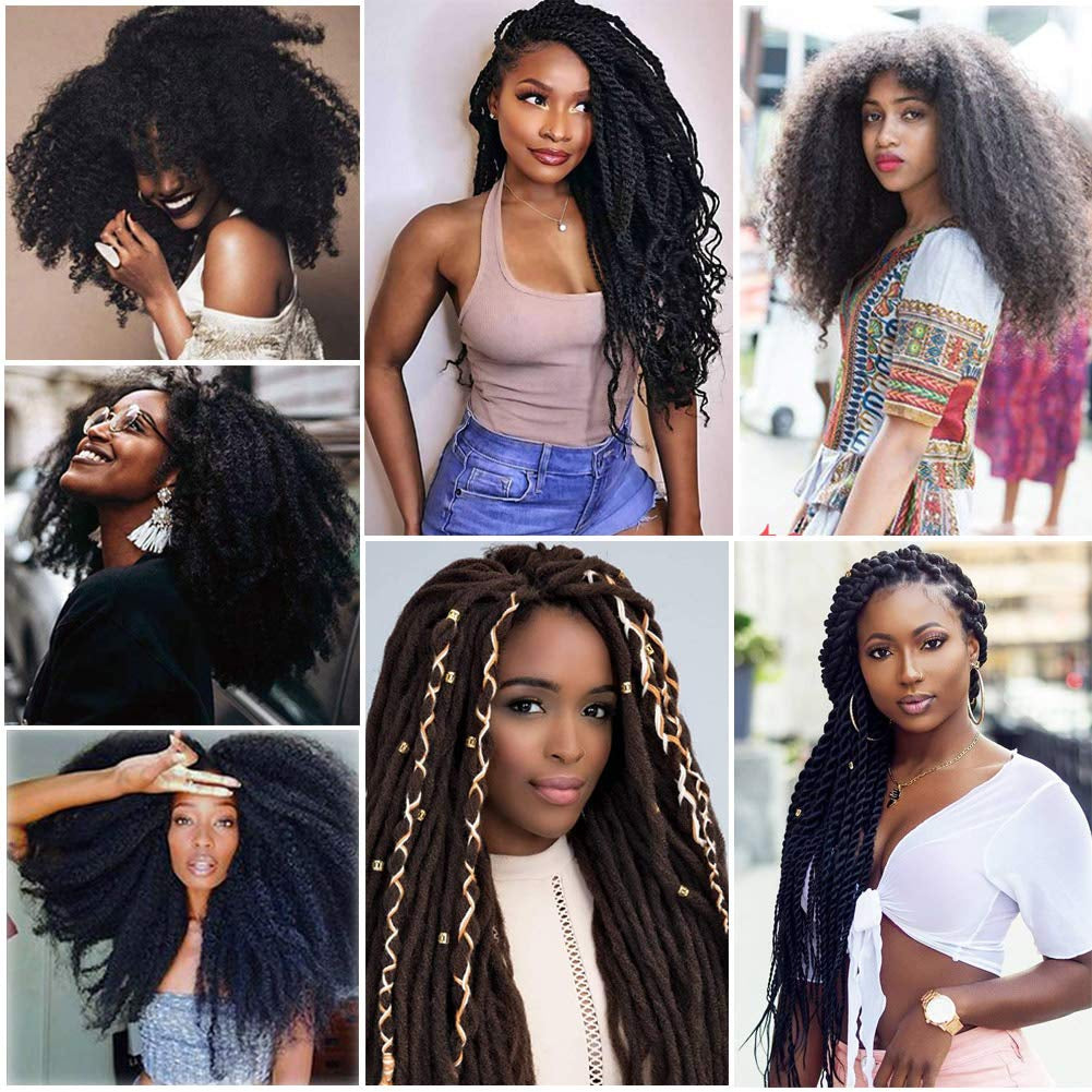 Marley Hair 24 Inch Marley Braiding Hair Marley Crochet Hair Long Afro Kinky Curly Crochet Hair Extensions 3 Packs (24 Inch (Pack of 3), 30)