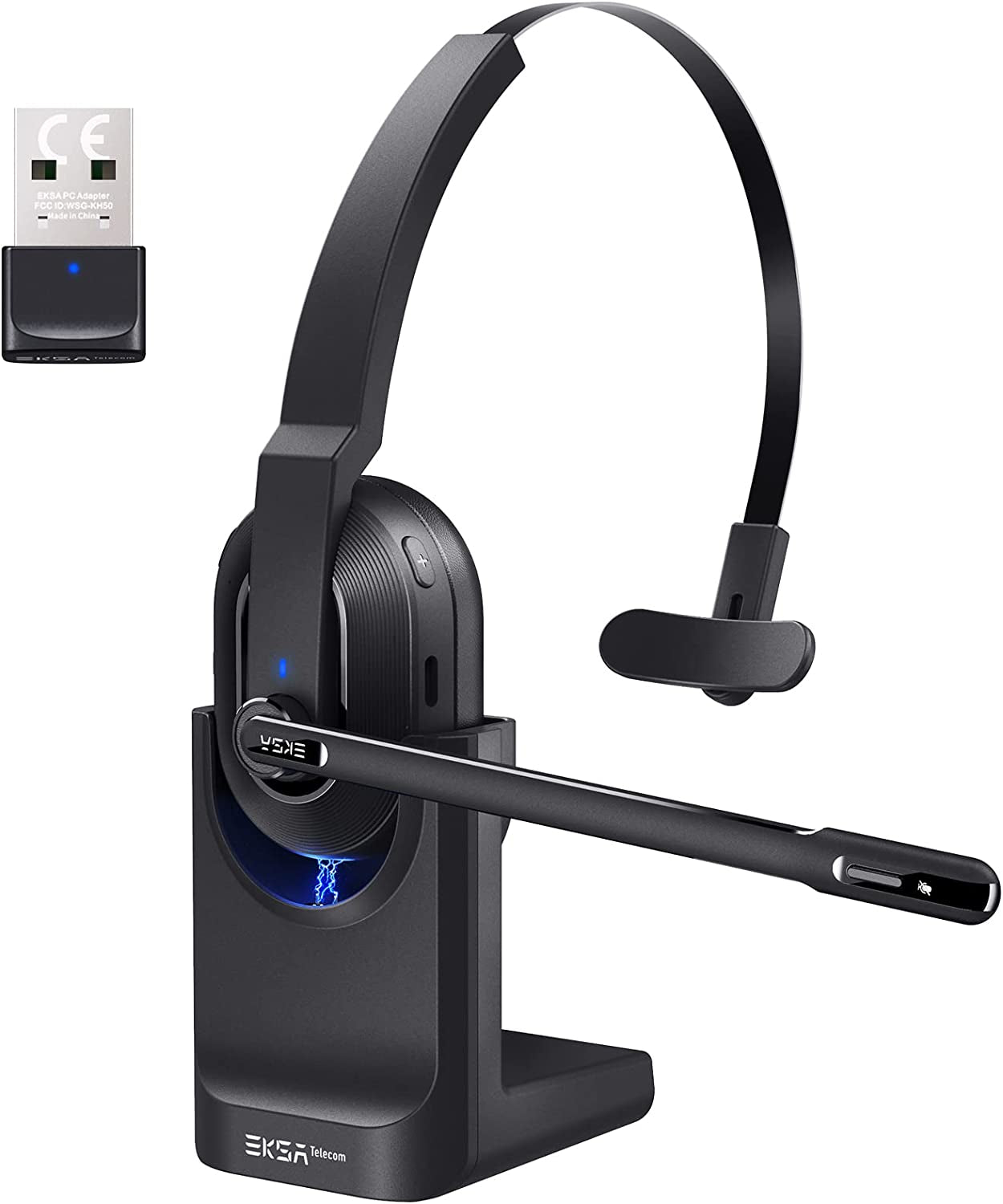 Trucker Bluetooth Headset, Wireless Headset with Microphone AI Noise Canceling, on Ear Bluetooth Headphone with Mute for Driver Office Call Center Computer Skype TRUCK DRIVER