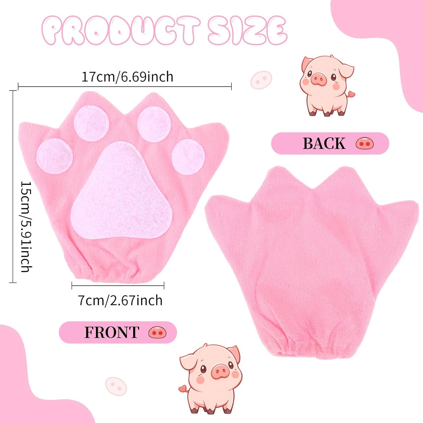 Pig Costume Set Pig Ears Headband, Pig Nose, Bowtie, Tail & Paw Gloves Pink Pig Costume Accessories Set Fancy Dress Costume Accessories for Halloween Dress up Play Party Carnival World Book Day