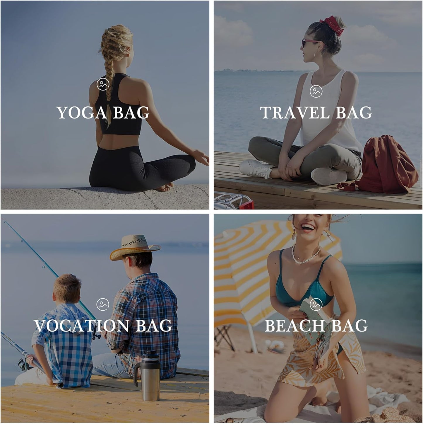 Initial Canvas Waterproof Beach Tote Bag Zipper Personalized Gifts for Women Her Birthday Travel Beach Essential