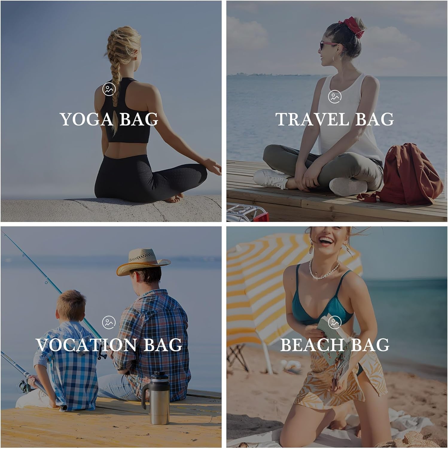 Initial Canvas Waterproof Beach Tote Bag Zipper Personalized Gifts for Women Her Birthday Travel Beach Essential