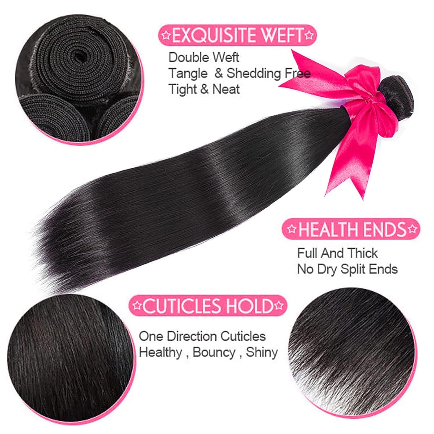 Straight Bundles with Closure Human Hair 14 16 18+12 Brazilian Human Hair Bundles with Closure 100% Unprocessed Virgin Weave Hair Bundles with Closure 10A Bundles Human Hair with Lace Closure