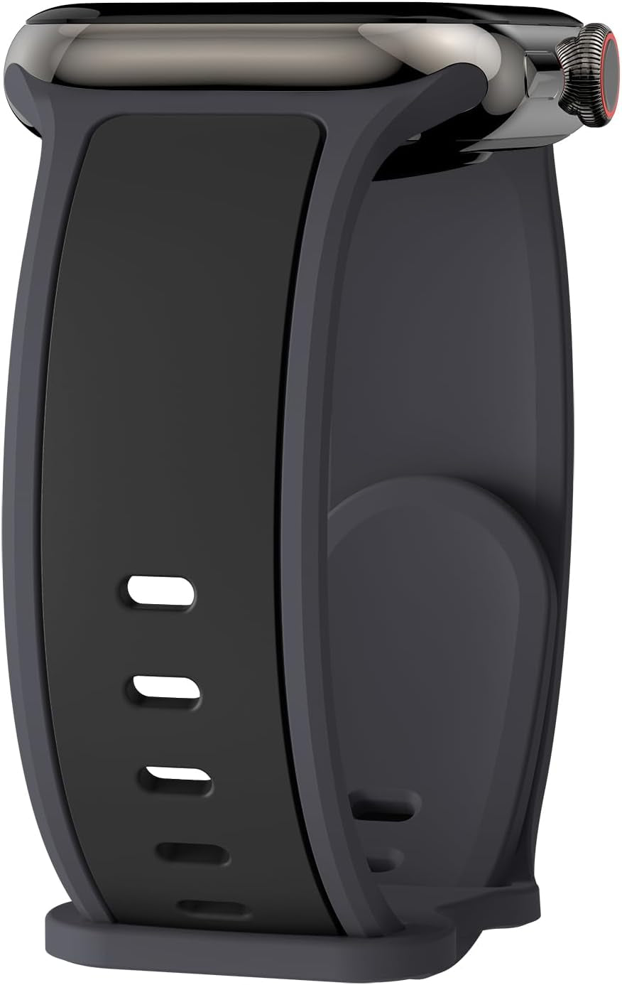 Two-Toned Dual Color Bands Compatible with Apple Watch 38Mm 40Mm 41Mm 42Mm 44Mm 45Mm 49Mm, Replacement Soft Silicone Sport Strap for Iwatch Series 9/8/7/6/5/4/3/2/1 Ultra/Ultra 2 SE Women Men
