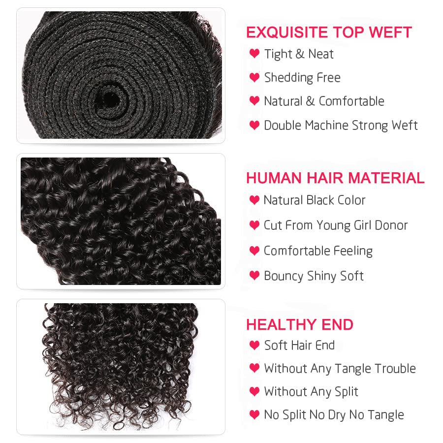 Kinky Curly Bundle Human Hair 10 Inch 8A Unprocessed Virgin Remy Kinky Curly Human Hair 1 Bundle Virgin Hair Kinky Curly 1 Bundle (100G) Natural Color (10") …