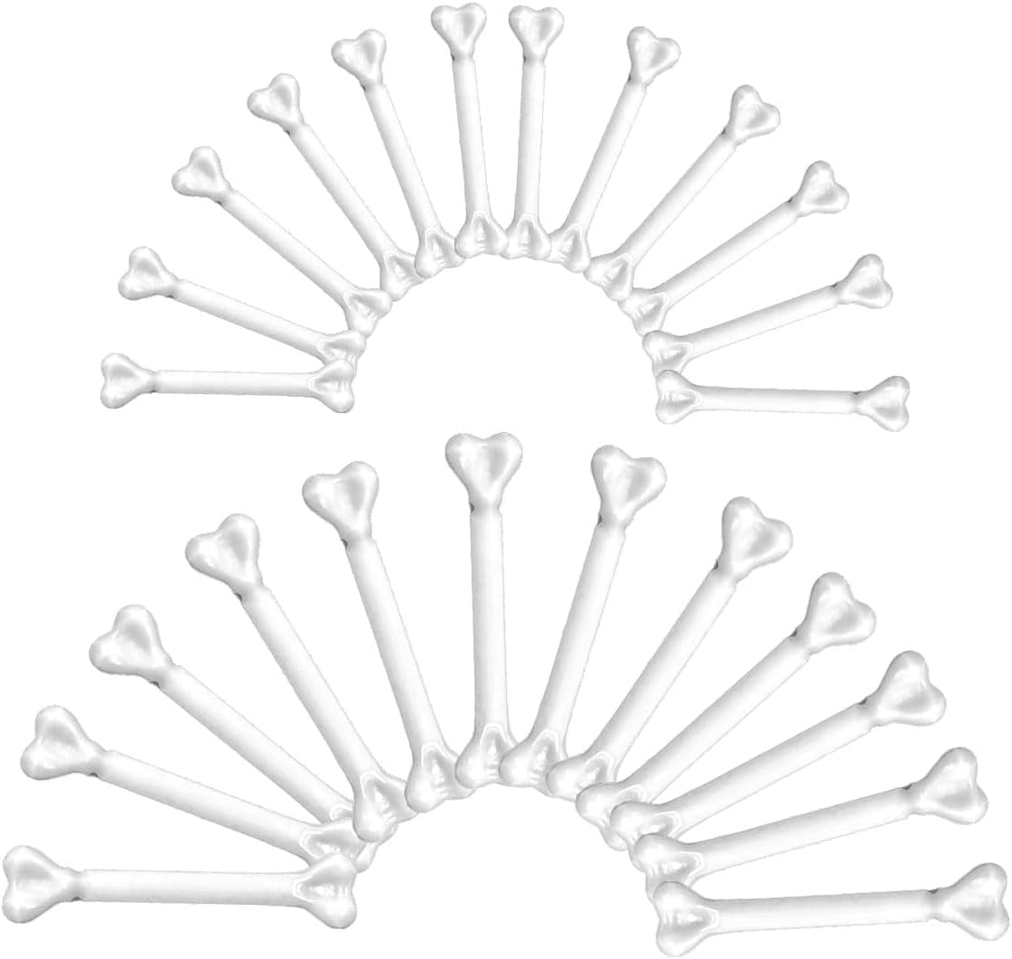 Mini Plastic Bones, 24Pcs Halloween Small Human Skeleton Bones,Artificial Skull Bones,White Fake Bones for Halloween Carnival Party Decoration Costume Prop Cosplay DIY Supplies