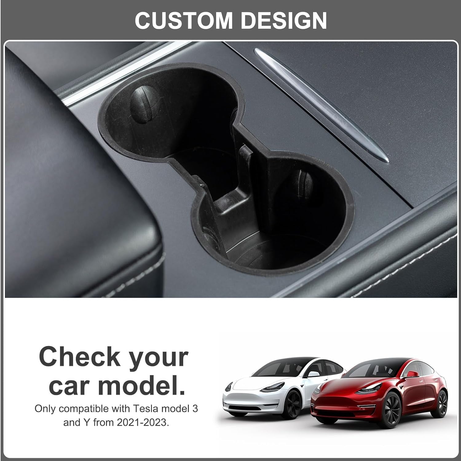 Cup Holder Insert for Tesla Model Y 2023, Upgraded Cup Holder Insert Compatible with Tesla Model 3 Model Y 2023 2022 2021, Leakproof Silicone Center Console Cup Holder, 1PCS (Black)