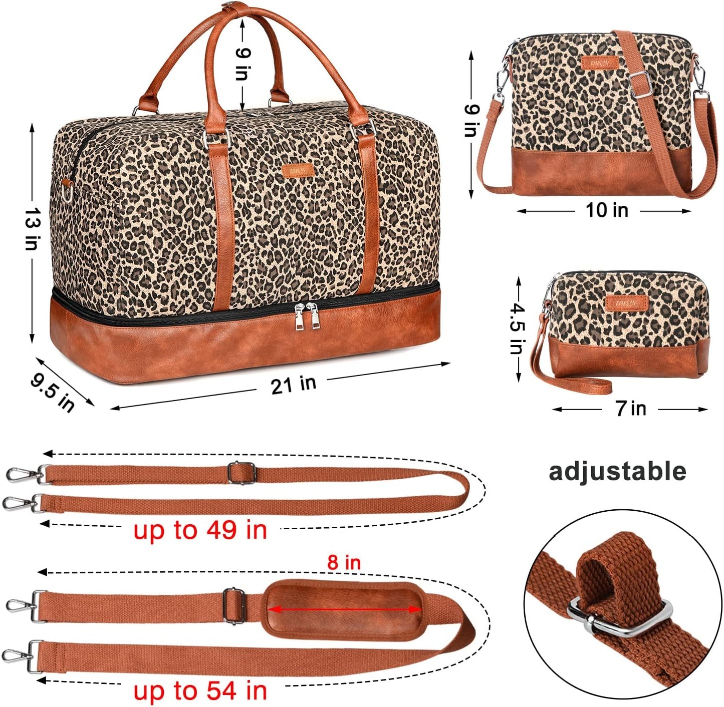Weekender Bags for Women, 21" Weekender Travel Bag, Travel Duffle Bag with Shoe Compartment Carry on Overnight Duffel Bag for Weekend Travel Business Trip, 3PCS