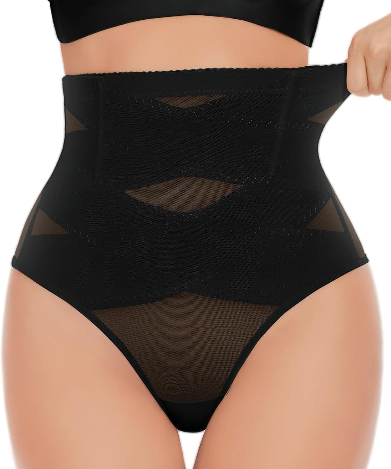 Tummy Control Thong Shapewear for Women-High Waisted Body Shaper Thong Panties Girdle Seamless Compression Underwear